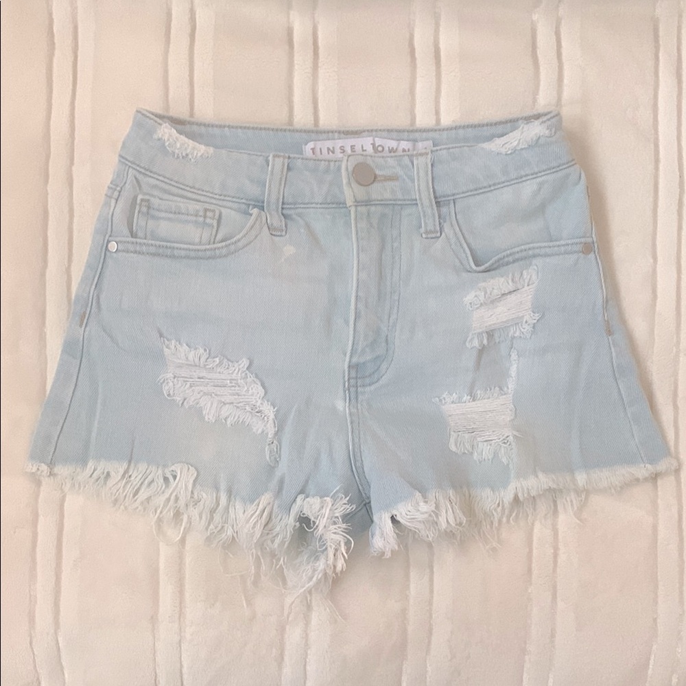 Tinseltown Blue Distressed Denim Shorts